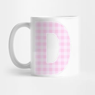 Pink Letter D in Plaid Pattern Background. Mug